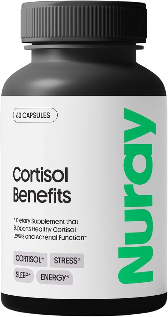 Nuray Cortisol の利点の補足 - Rhodiola Rosea の補足、Ashwaghanda - Gluten なし、ベジタリアンはエネルギーを促進します - 60 のカプセル