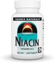 Source Naturals Niacin, Vitamin B-3, Non-GMO, 100 mg - 250 Tablets