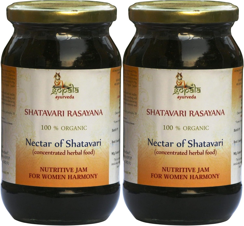 GOPALA AYURVEDA Shatavari Rasayana 250g - Ayurvedic Herbal Jam Made with 100% USDA Certified Organic Herbs (Pack of 2)