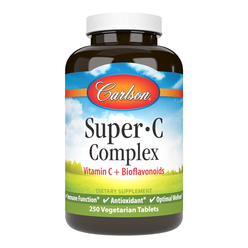 Carlson - Super-C Complex、ビタミンC + Bioflavonoids、免疫機能&最適なウェルネス、抗酸化剤、250ベジタリアンタブレット