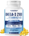 Oceanblue のビタミン K2 およびビタミン D3-60 の計算と専門の Omega-3 2100 - EPA、DHA 及び DPA の三重力の Burpless の魚油 Omega-3 の補足-野生のキャッチ-オレンジ味、30 のサービング