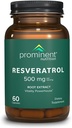 Prominent Nutrition Resveratrol Supplement, Anti-Aging and Immune Support, 98% Pure Trans-Resveratrol Supplement, 500 mg, 30 Day Supply - 1 Pack