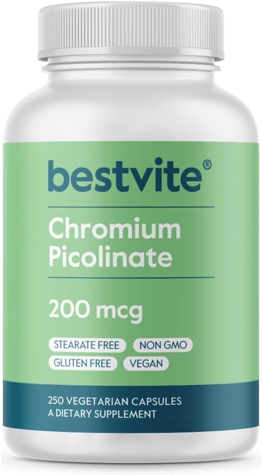 BESTVITEクロムピコリン酸塩200mcg(250のベジタリアンカプセル) - ない Stearates - No Dicalciumの隣酸塩 - 完全菜食主義者のグルテンフリー - GMO