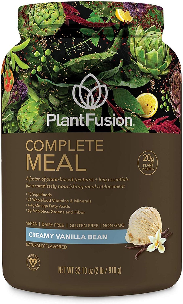 PlantFusion 完全な食事の取り替えの揺れ - 植物はスーパーフード、緑及びプロバイオティクスが付いている蛋白質の粉を基づかせていました - 完全菜食主義者のグルテンフリー、大豆は放します、非酪農場、砂糖無し、非GMO -バニラ 2 lb