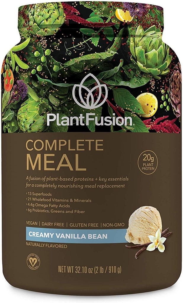 PlantFusion 完全な食事の取り替えの揺れ - 植物はスーパーフード、緑及びプロバイオティクスが付いている蛋白質の粉を基づかせていました - 完全菜食主義者のグルテンフリー、大豆は放します、非酪農場、砂糖無し、非GMO -バニラ 2 lb
