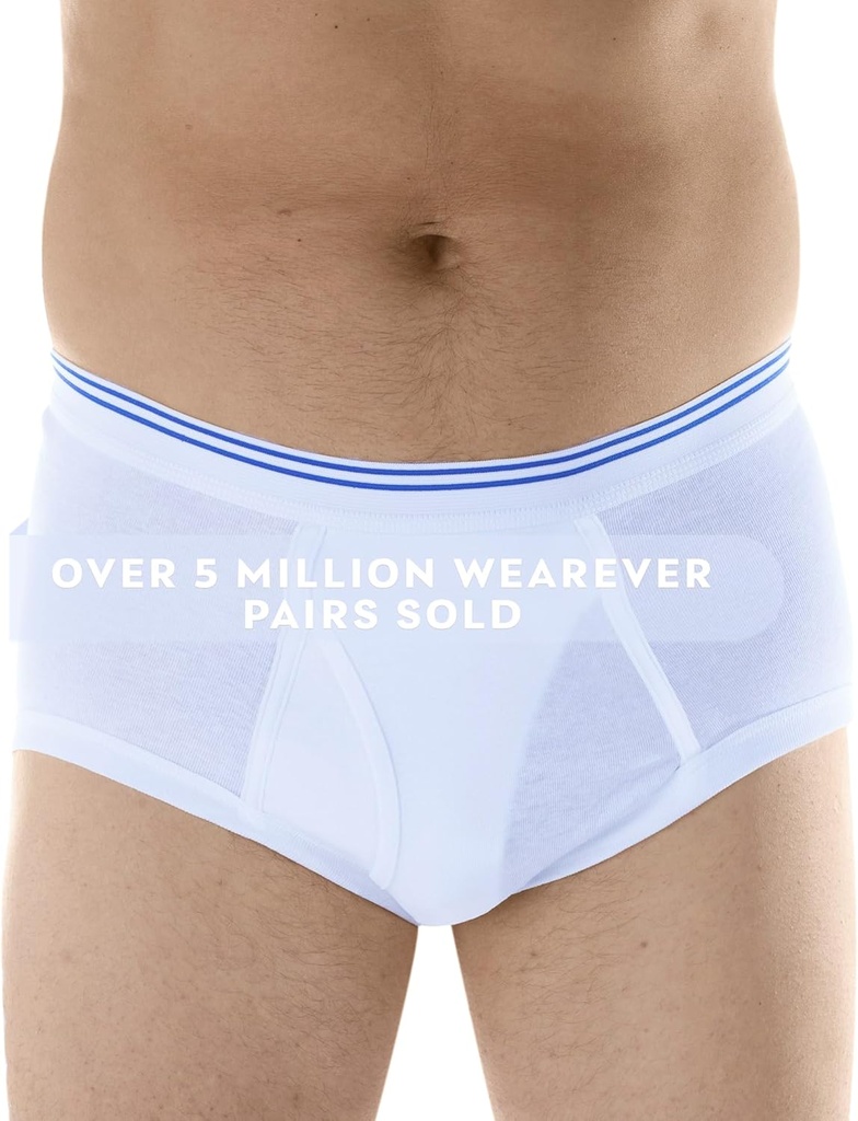 Wearever Incontinence Underwear for Men - Reusable & Washable Men's Bladder Control Briefs with Regular Absorbency - Leak Proof Underwear 150 ml (Single Pair) (White) (3XL) (Waist 46-48)