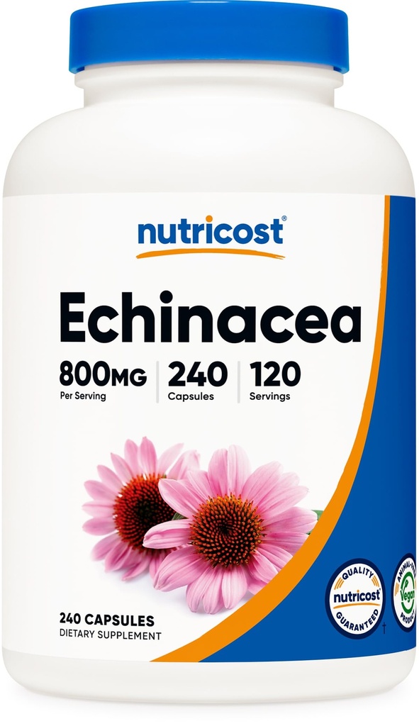 Nutricost Echinacea 800mg、240カプセル - ベジタリアンキャップ、非GMO、グルテンフリー、120サービング