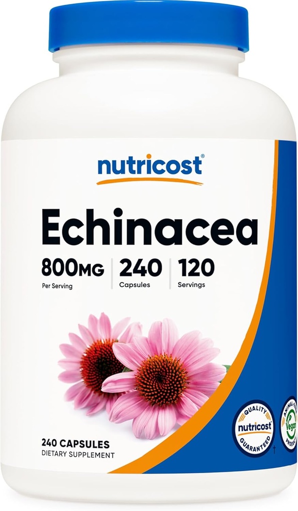 Nutricost Echinacea 800mg、240カプセル - ベジタリアンキャップ、非GMO、グルテンフリー、120サービング