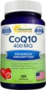 ASquaredの栄養のCoQ10 (400mg最高の強さ、100の野菜のカプセル) - 高吸収のCoenzyme Q10の粉-Ubiquinoneの補足の丸薬、余分酸化防止CO Q-10酵素のビタミンのタブレット、Coq 10 400のmg