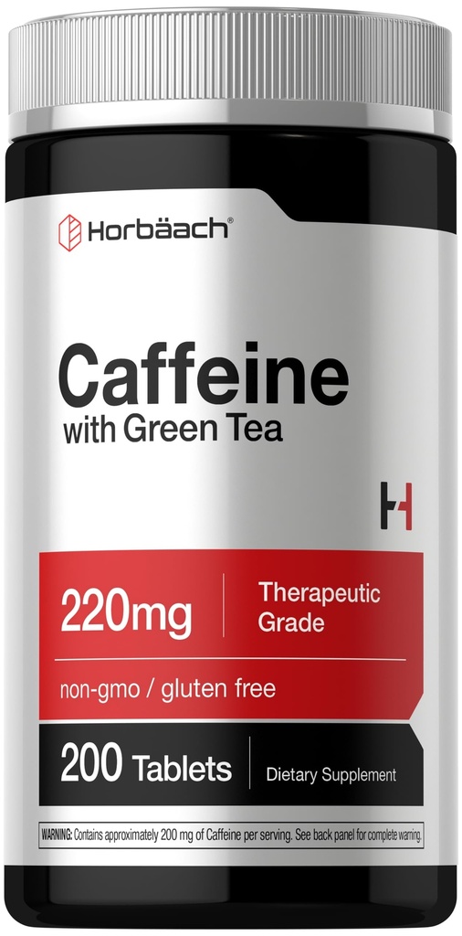 ホバハチカフェインピル200mg | 抹茶付き | 200錠 | ベジタリアン・ノンGMO・グルテンフリー対応商品