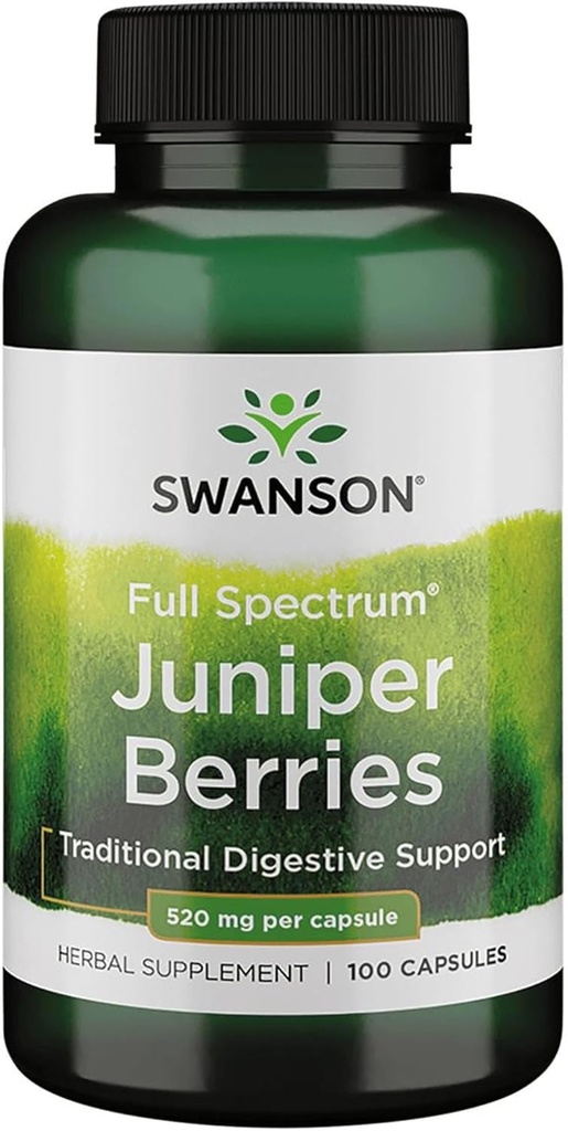 Swanson Juniper Berriesの消化器免疫システム健康繊維の草の補足520のmg 100のカプセル(帽子)
