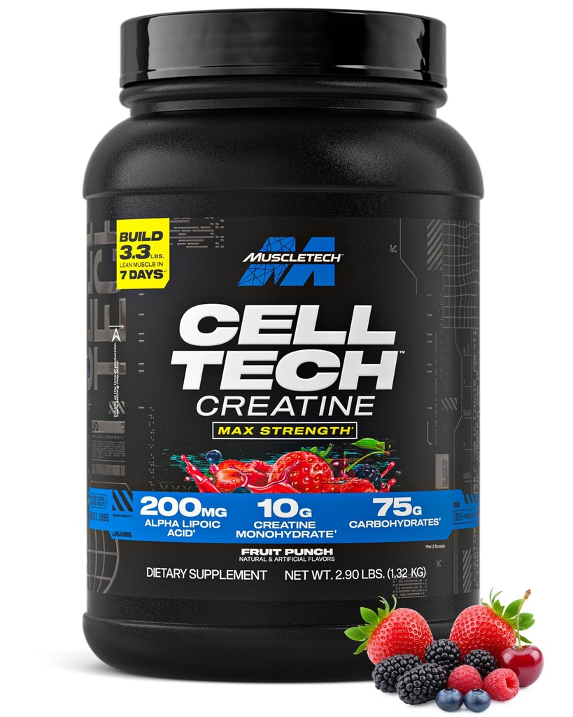 MuscleTechのクレアチンの一水化物の粉の細胞技術のクレアチンのポストのワークアウトの回復は人及び女性筋肉建物のための筋肉ビルダーをフルーツ パンチ、3つのlbs (27のサーブ)を補います