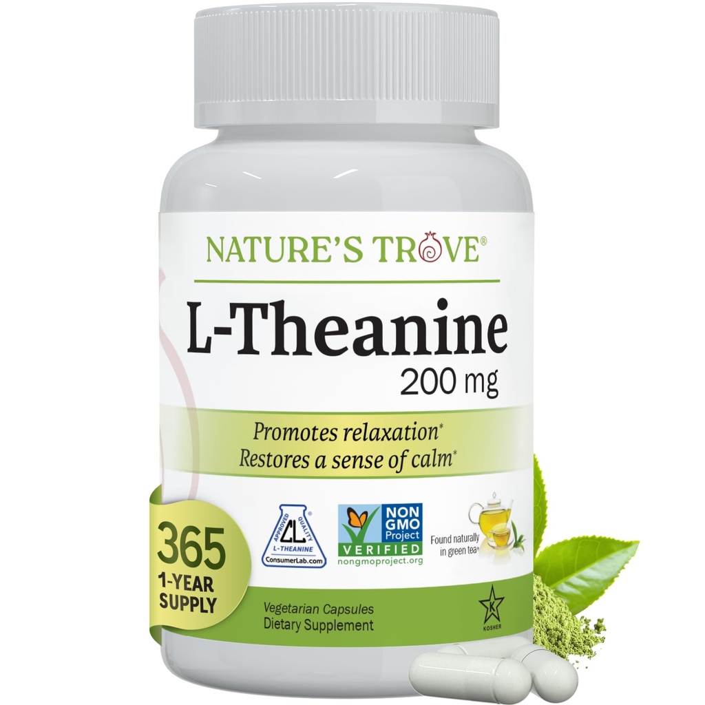 Nature's Trove L-Theanine 200mgスーパーバリューサイズ - 365ベジタリアンカプセル