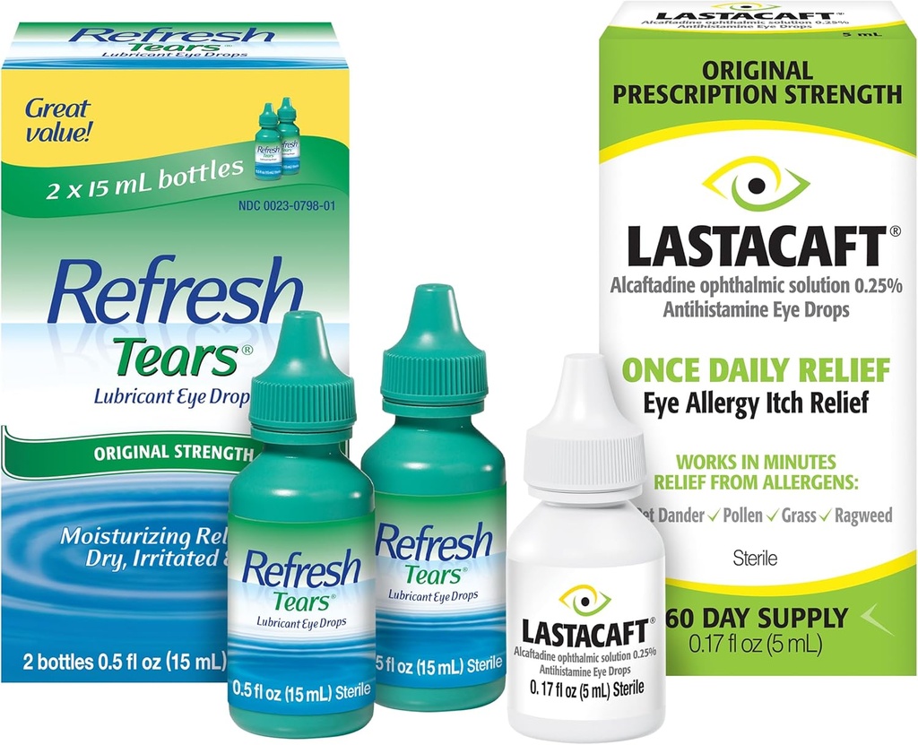 更新された涙の束 Lubricant の目の低下、2 の計算(1 のパック) + Lastacaft の毎日の目のアレルギーのItch の救助の低下、60 日の供給、0.17 Fl Oz (1 のパック)