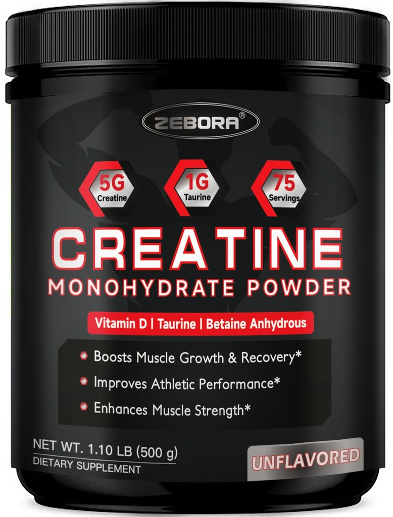 ZEBORA Micronizedのクレアチンの一水化物の粉、女性の人のためのクレアチンの一水化物は筋肉回復を助け、5Gのクレアチンおよび1G Taurineの筋肉サイズ及び強さを高めます