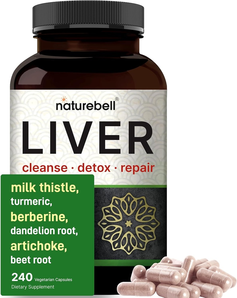 Liver Advanced, 240 Veggie Capsules | Milk Thistle with Turmeric, Dandelion Root, Artichoke, Black Currant Oil & More in 15-in-1 Herbal Formula