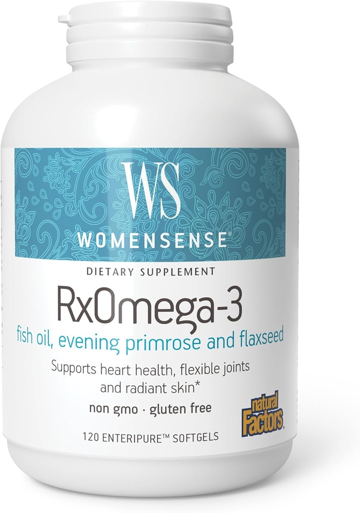 ナチュラルファクター、RxOmega-3フィッシュオイル、プリマスオイル、オメガ-3 DHA、EPA、グルテンフリー、120ソフトジェル(60人前)と健康的な心と関節をサポート