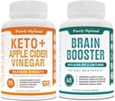 純粋に最適プレミアム Keto Pills + Apple Cider Vinegar Capsule with Mother + Premium Brain Supplement - Nootropic Brain Booster for Focus, Clarity, Improved Memory, Concentration & Better Mood