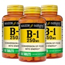 MASON の自然なビタミン B1 のチアミン 250 の mg、300 の日の供給、自然なエネルギー レベル、100 のタブレットを支える食事療法の補足(パック 3)