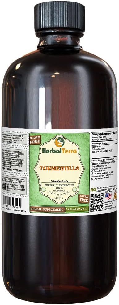 Tormentilla(Potentilla勃起)グリセライト、ドライルーツアルコールフリー液体抽出物(ブランド名:HerbalTerra、米国製)32 fl.oz(0.95 l)