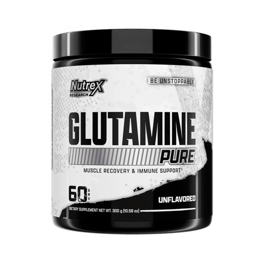 Nutrex Research L-グルタミンパウダーサプリメント - 60 サービング - 純粋なアンフレーバー、非GMO&グルテン無料  クラムなし!