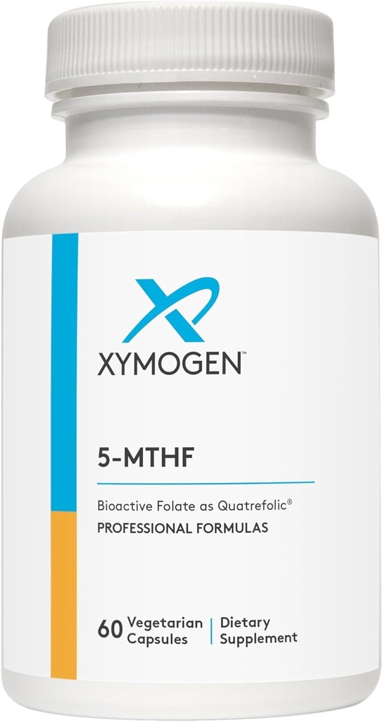 XYMOGEN 5 MTHF - 3,400 mcg DFE 生体活性葉酸サプリメント Quatrefolic - 心血管、気分 + メチル化サポート - L Methylfolate としてビタミン B メチル Folate (60 カプセル)
