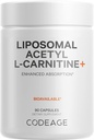 Codeage Liposomal Acetyl-L-Carnitine+の補足 - サービングごとの500のmgのアセチルL-Carnitine - 3-Monthの供給、Liposomal配達- Alcarの補足- L-Carnitine -非GMO、グルテンフリー、90のカプセル