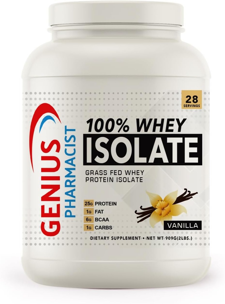 100% WHEY Isolate Vanilla - 2 lb (909 Grams) - 28 Servings