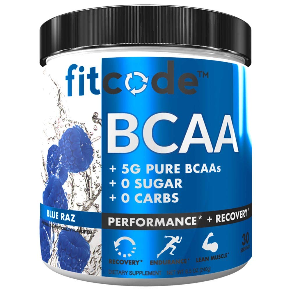 フィットコード超プレミアムBCAA 5Gの純粋なBCAAとプロベン2:1:1アミノ酸の比率は、ワークアウトの回復、リーンマッスル成長、持久力、30のサービング(ブルーレイズ)を投稿するのに役立ちます