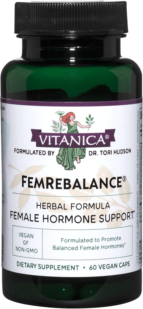 Vitanica FemRebalance, 女性のためのホルモンバランスサポート, ビーガン, 60 カプセル