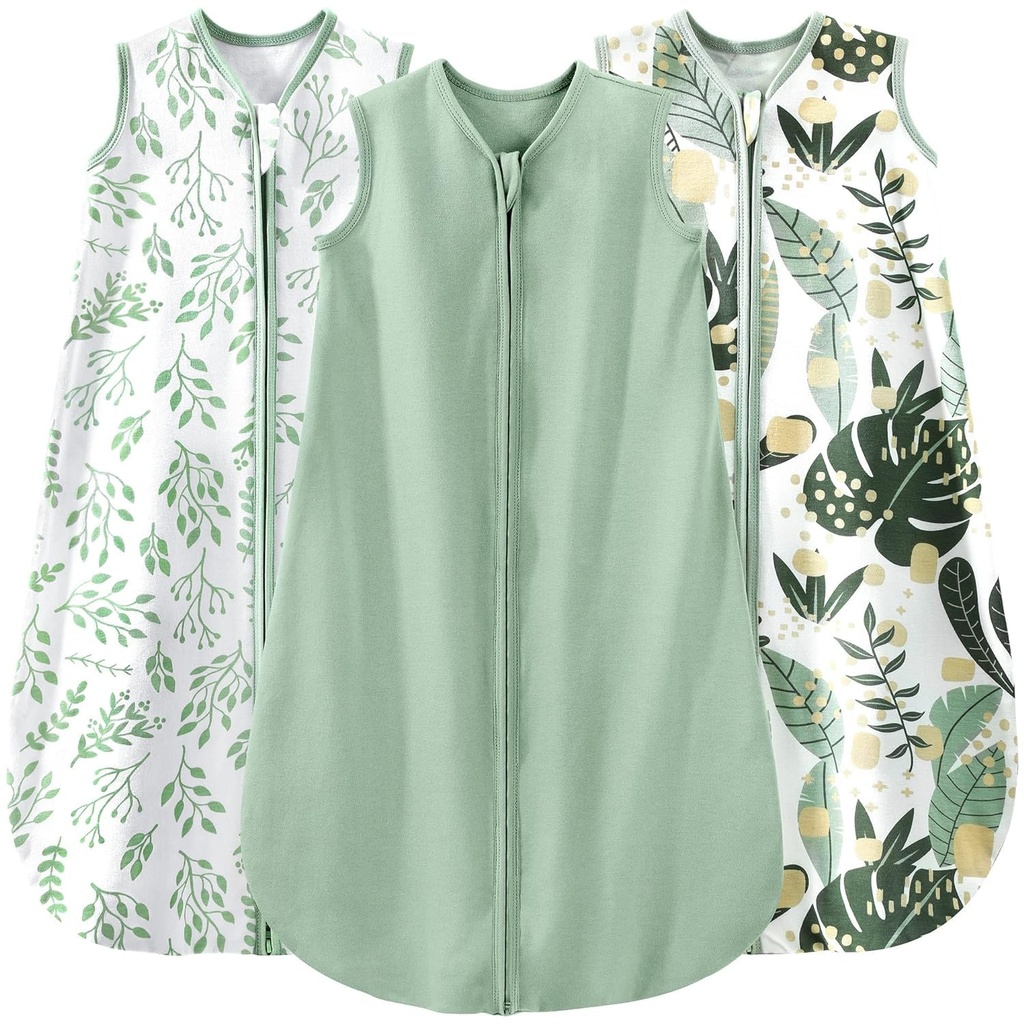 Yoofoss の赤ん坊の睡眠の袋 0-6 か月 赤ん坊のための身につけられるブランケット 100% の有機性綿の 2-Way Zipper TOG 0.5 Toddler 睡眠の袋 3 のパック、睡眠の袋