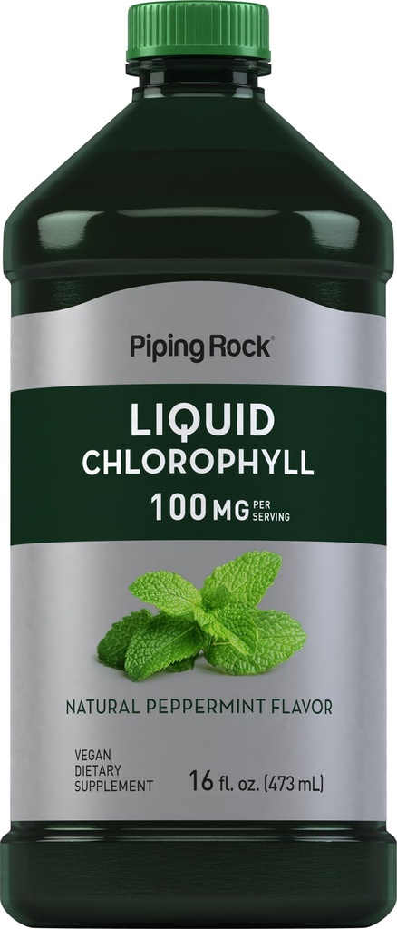 ピッピングロック 液体クロロフィル 100mg | 16oz | ミントフレーバー | 女性用・男性用 | ヴィーガン・非GMO・グルテンフリーのフォーミュラ