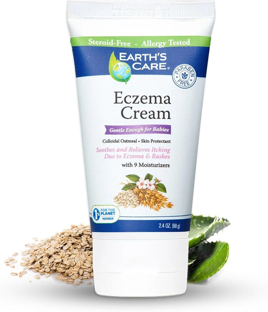 Earth’s Care Eczema Cream for Adults & Kids - Colloidal Oatmeal Eczema Treatment Cream with 9 Moisturizers - 2.4 OZ