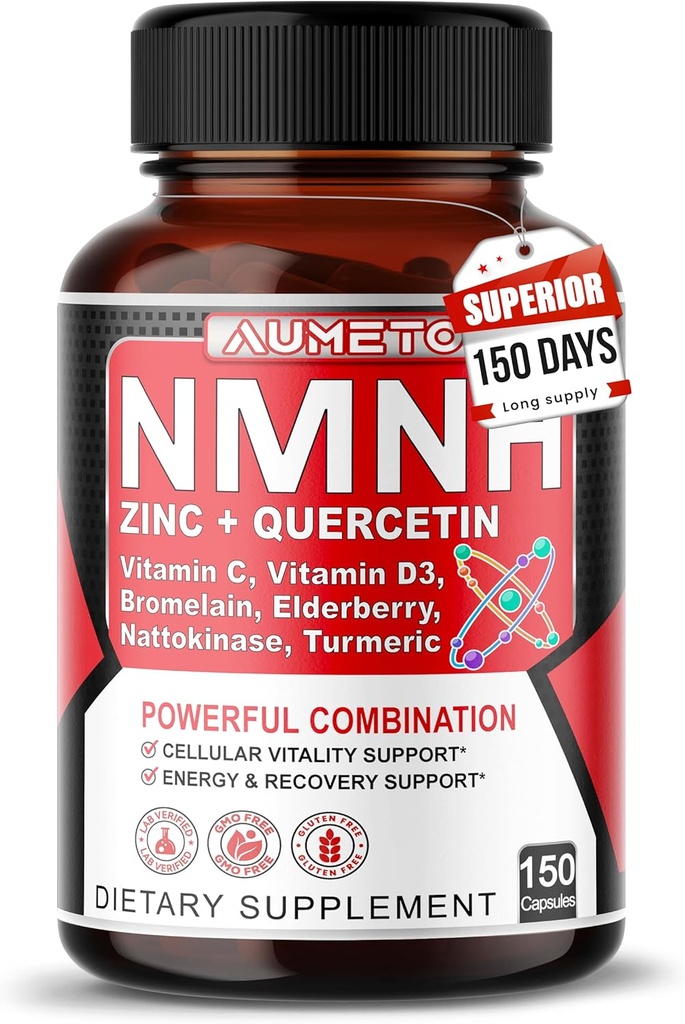 亜鉛、ケルセチン、ビタミンD3、エルダーベリー&ナトキナーゼとNMNH 600mg - 毎日のセルラーウェルネス&ヘルシーエイジングサポート - 150カプセル - 米国製