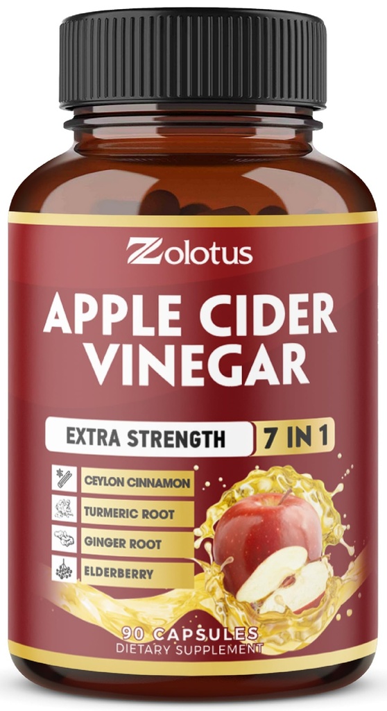 1つのAppleのサイダーのカプセル、Ceylonのシナモン、ジンジャーの根、ターメリック、サポートのためのElderberryのElderberryとの3か月の供給のZoolotus 7はDigestion、免除、90カプセルをカプセルに入れます