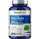 NusaPure Gotu Kolaカプセル20:1抽出物、野菜キャップあたり4000mg相当200mg、200カウント、非GMO、ビーガン、バイオペリン - 伝統的なハーブエキス