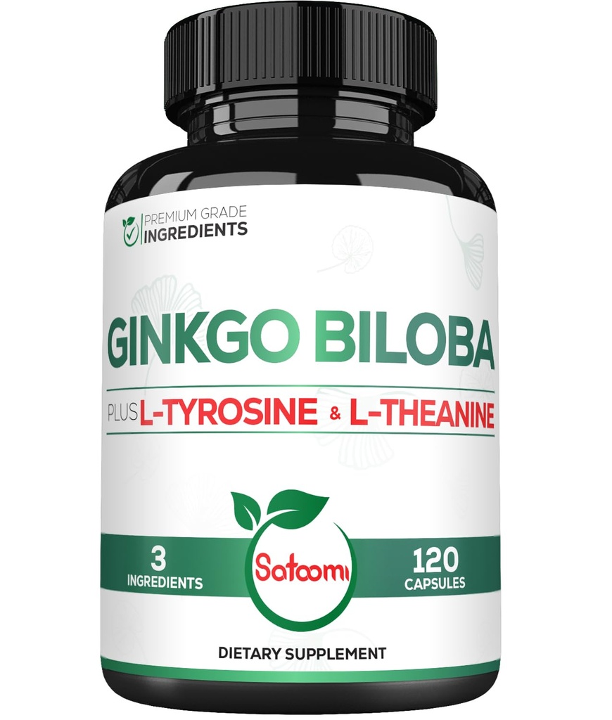 1000mg GinkgoのBilobaはLチロシン、L-テアニン- 2か月の供給のための120のカプセル-サポート焦点、 Mermory機能、頭脳の健康及び視野の質を補います