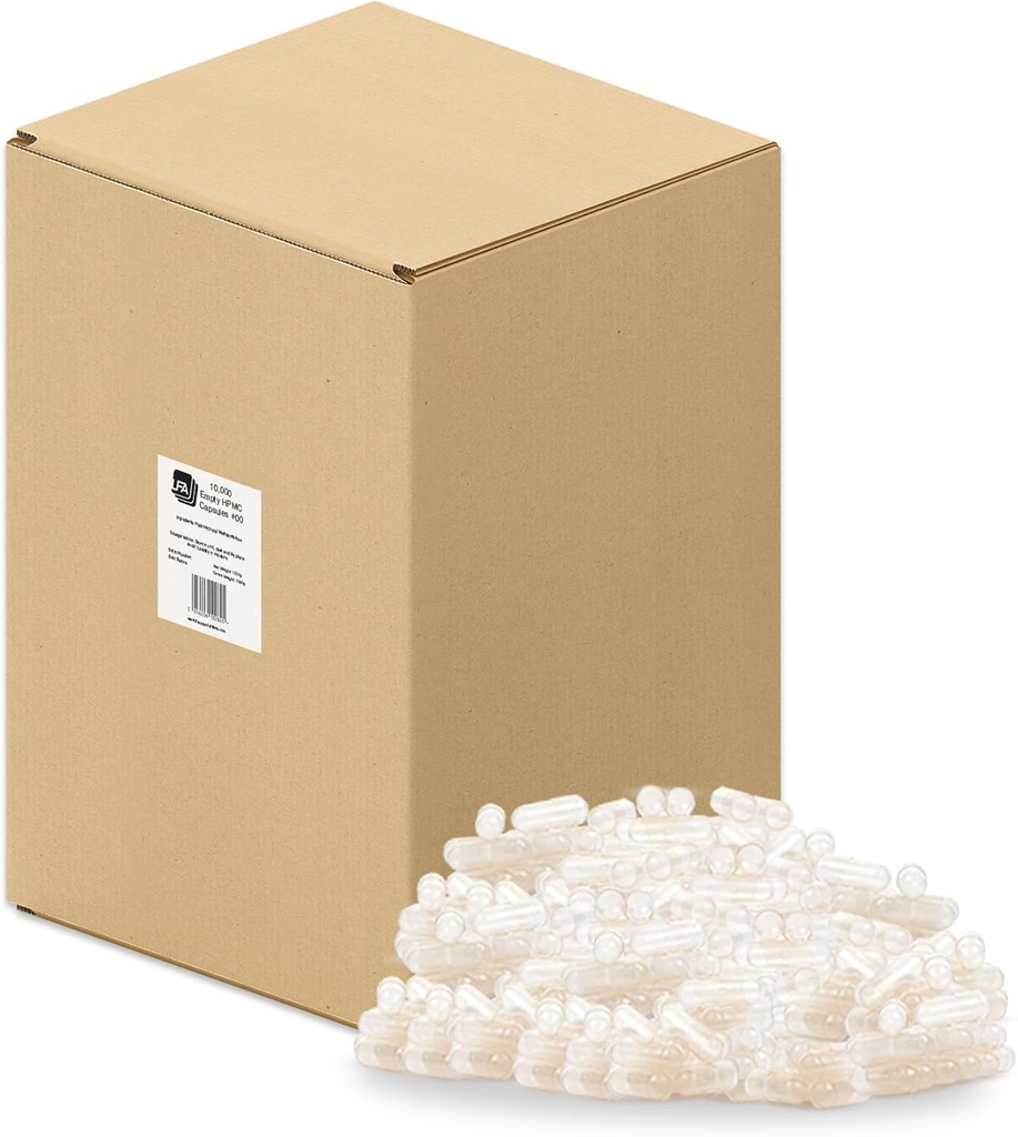 空の 00 カプセル - ビーガン HPMC - 10000 カウント ボックス - ピル カプセル カプセル カプセル カプセル 充填機トレイ - 結合されたベジタリアン キャップ DIY パウダー サプリメント 丸薬 - ハラール&コザー