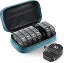 AUVON のキャンバス袋旅行丸薬のオルガナイザー 2 日、大きい AM/PM 週刊 Pill Box 7 日の丸い補足、ビタミンおよび魚油のための携帯用シアンのジッパーの布袋が付いている日の丸薬箱