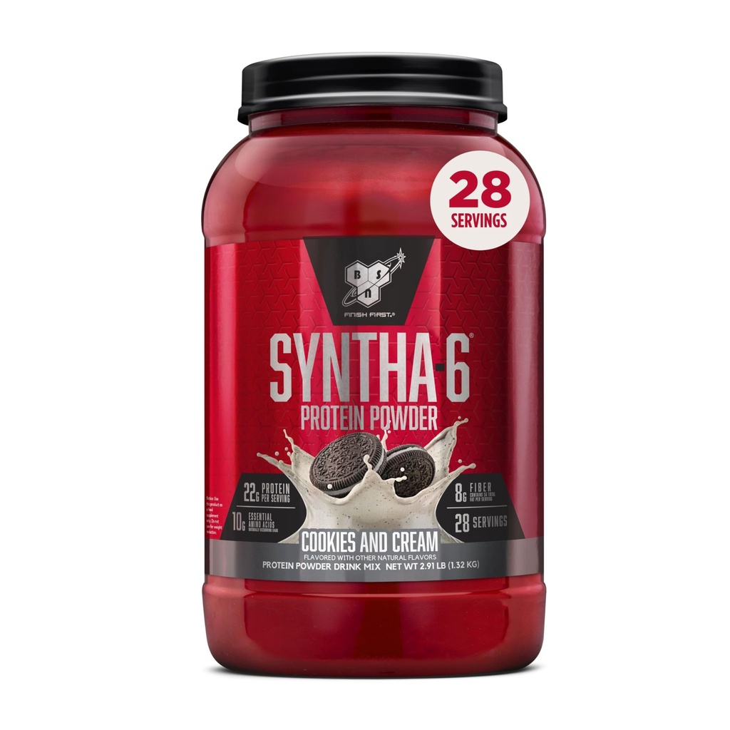 BSN SYNTHA-6 Whey Protein Powder、Micellar Casein、ミルクプロテイン アイソレートパウダー、クッキーとクリーム、28 サービング(パッケージ 5 月 Vary)