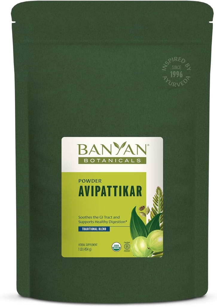 バンヤン植物Avipattikarパウダー - ジンジャー、カルダモン&ヴィダンガと有機消化サプリメント - 健康的な胃酸バランスをサポート* - 1ポンド。 - 非GMO持続的に供給ビーガン