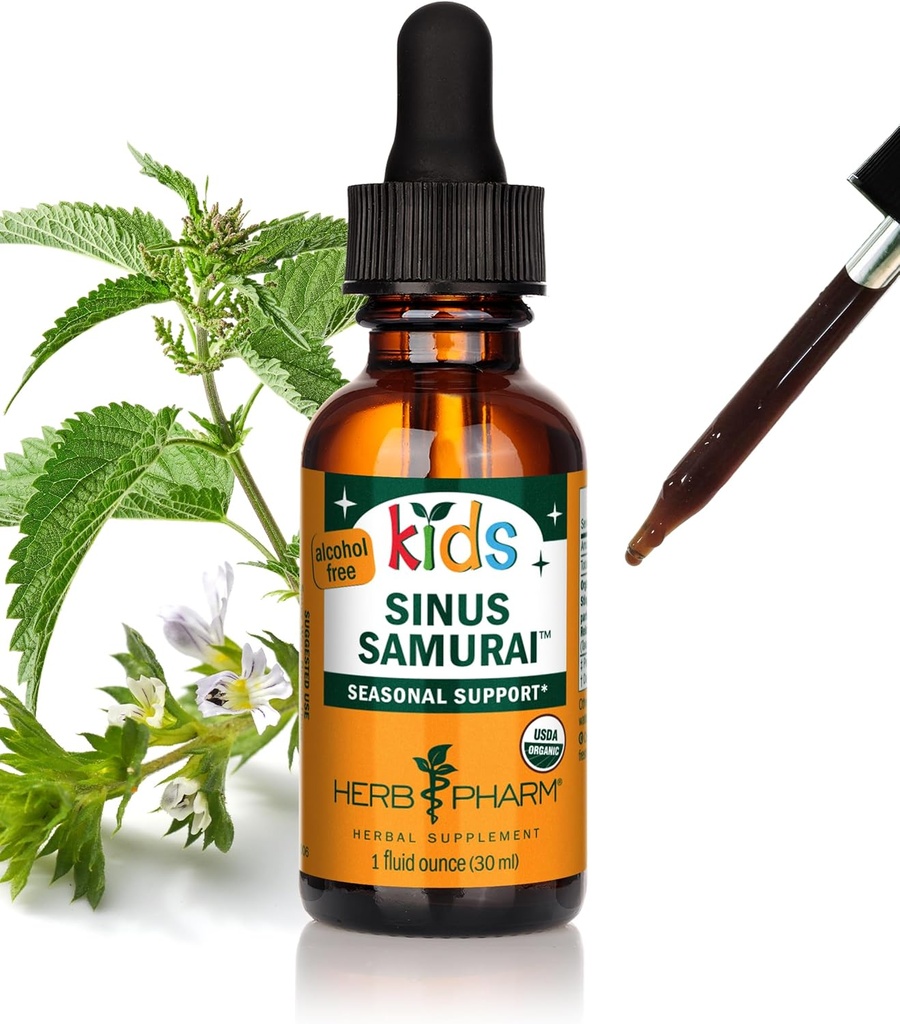 Herb Pharmの子供の証明されるアルコール・フリーのSinus Samuraiの液体の草の方式、有機性、1 Fl Oz