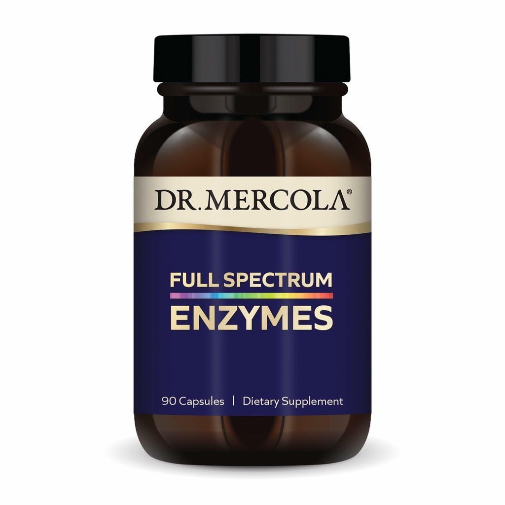 Dr. Mercola フルスペクトラム酵素 - 22 の異なる酵素 - サポート消化 & 免疫の健康 - 消化炭水化物、脂肪、タンパク質、繊維を消化するのに役立ちます - 非GMO、グルテンフリー&大豆フリー - 90 カプセル