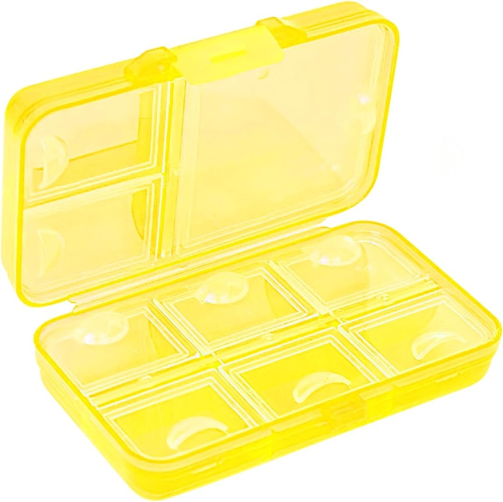 Pill Organizer, Portable Pill Case, 9 compartments Moisture-Proof Travel Pill Case for Vitamins, Medicine, Fish Oil, Supplements, Pill Dispenser (Yellow)