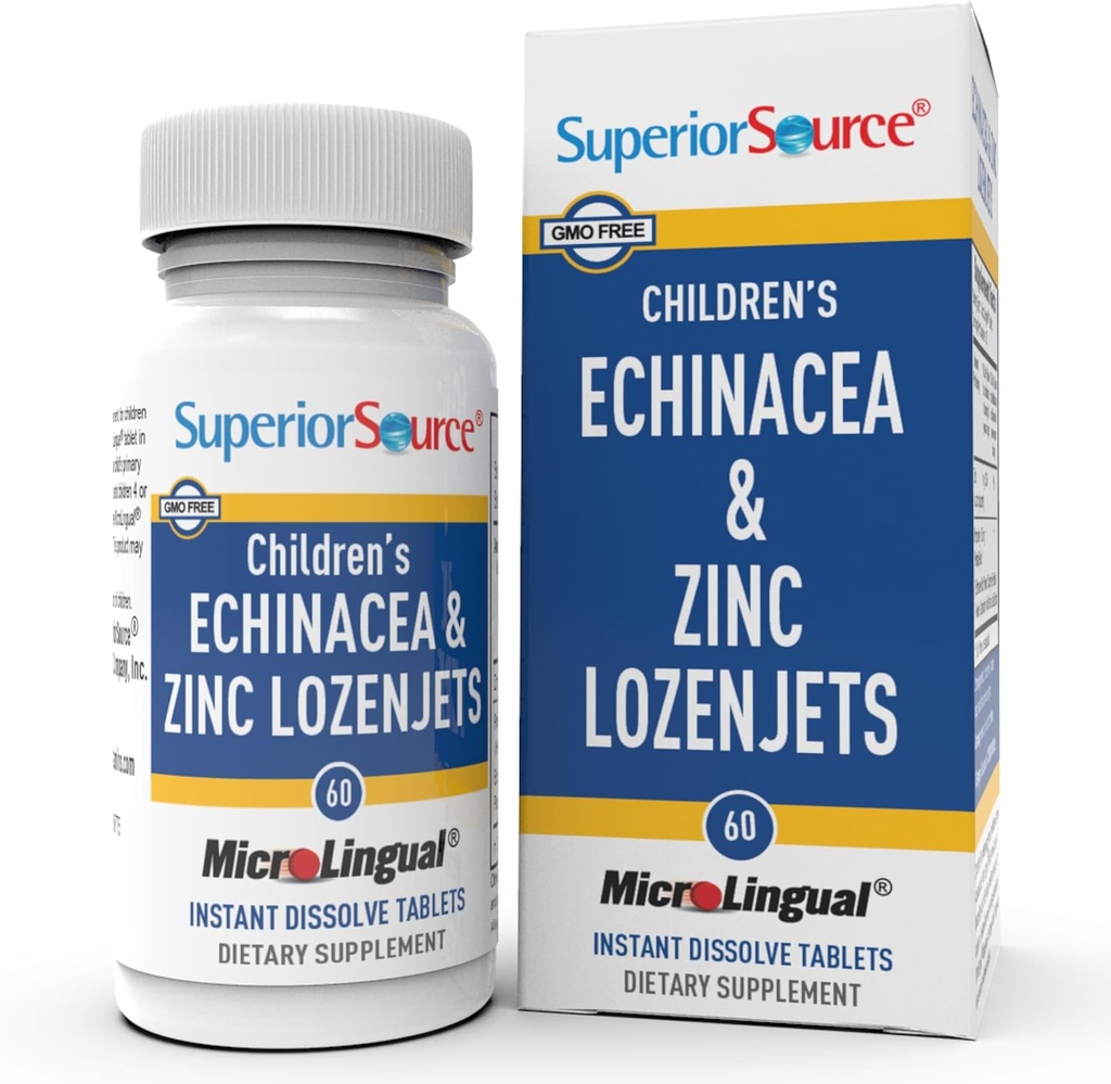 優秀な源の子供のEchinacea及び亜鉛Lozenjets -子供のための草の免疫サポート-非GMO及びグルテンフリー-ペパーミント- 60のMicroLingualの分解性タブレット