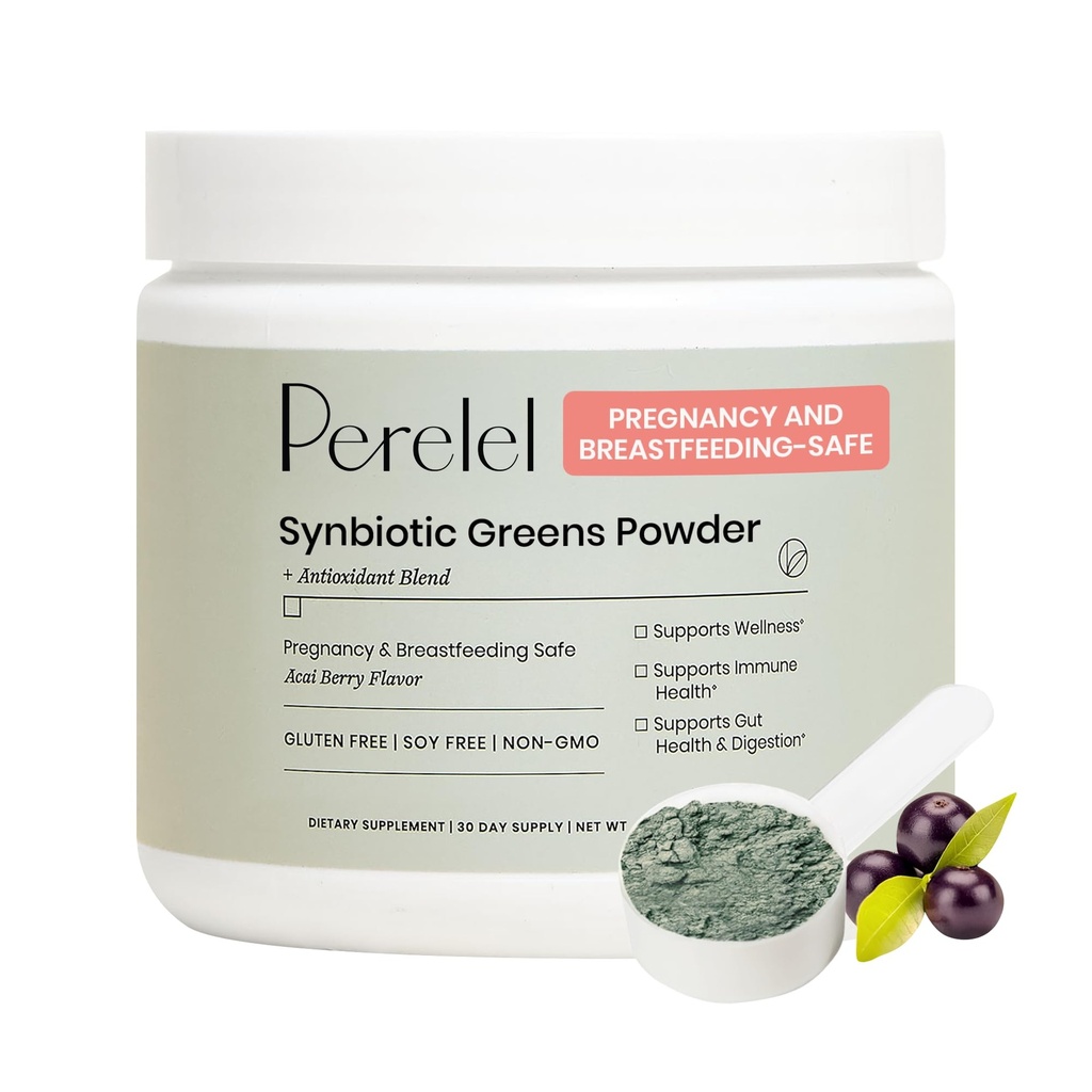 Perelelel Synbiotic Greensの粉、フルーツ、野菜、Probiotics、繊維、Spirulina及びChlorella、毎日の緑の補足、大豆及びグルテンフリー、非GMO、Acaiの果実味、30のサービングとのSuperfoodのブレンド