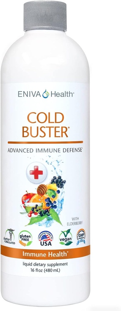 Eniva Elderberry Sambucus免疫サポートシロップ、ビタミンC、イオン亜鉛、ビタミンD、Echinacea、酸化防止剤及び多く、オールインワン液体、低炭水化物、低砂糖、ケトフレンドリー、非GMO&グルテンフリー - 16オンス