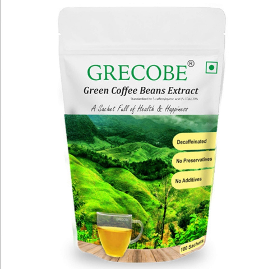 100%の純粋な緑のコーヒー豆のエキス50%のクロロゲン酸、Decaffeinated、酸化防止剤|Metabolismを維持して下さい(1Pouch- 100のsachets)