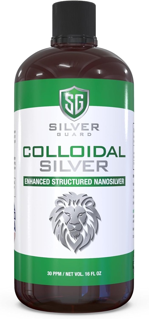Enhanced Colloidal Silver Liquid Immune Support Supplement—30ppm Pure & Natural Structured Silver Water—Organic Colloidal Silver Solution—16 oz Bottle (1 Pack)