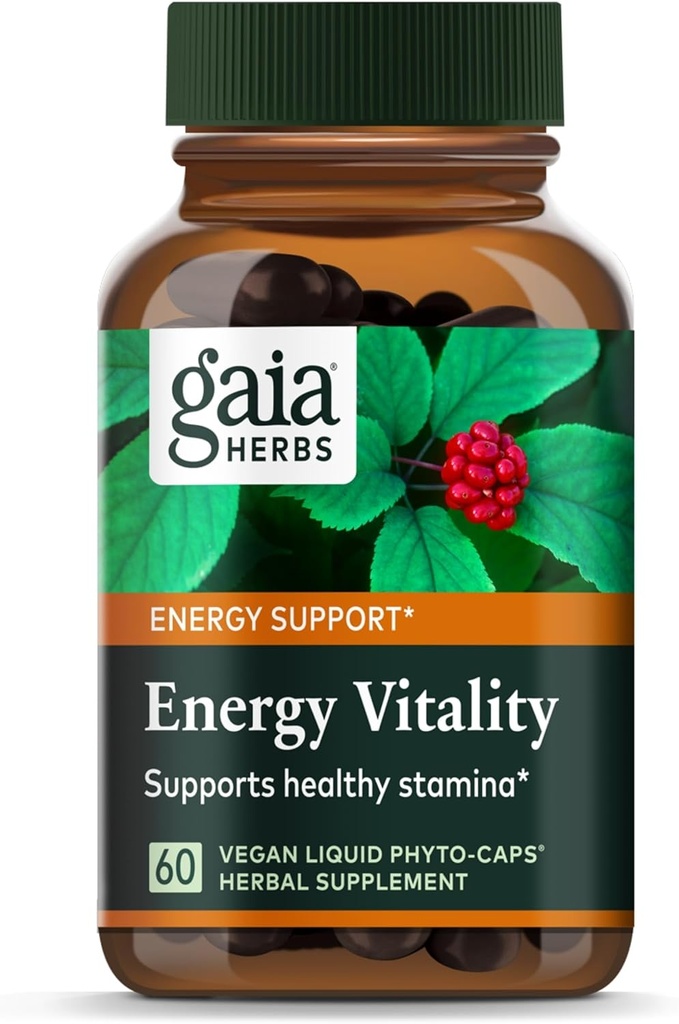 Ginkgo、Ginseng、緑茶、Nettle* - 60ビーガン液体Pyto-Capsules(20日の供給) - 健康なエネルギーとストレスレベルを維持するGaiaハーブエネルギーバイタリティ - エネルギーサポートサプリメント